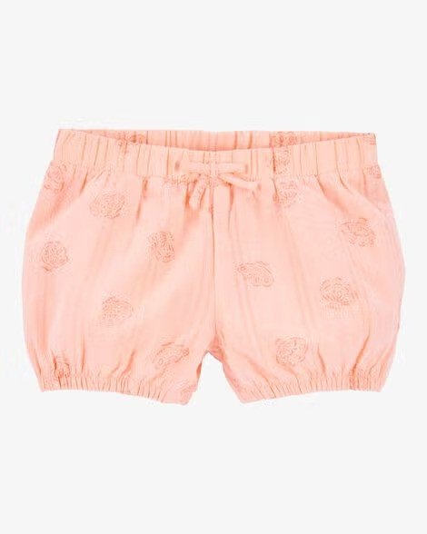 Toddler Seashell Pull-On Cotton Shorts - Coral