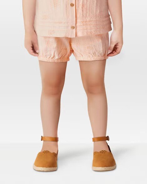 Toddler Seashell Pull-On Cotton Shorts - Coral
